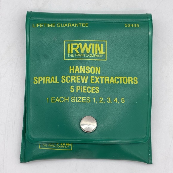 New Vintage Irwin Hanson 5-Piece‎ Spiral Screw Extractors Set #52435 Made in USA - Picture 1 of 6